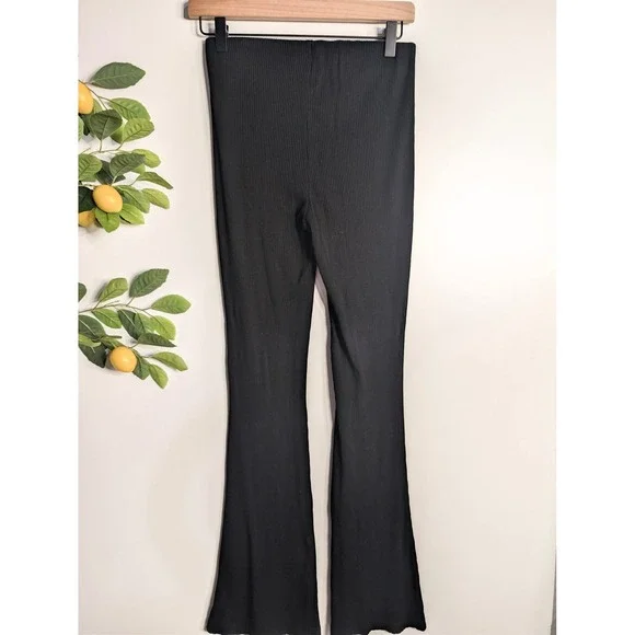 H&M Black Knit Flare Pants Sz M - Picture 4 of 4
